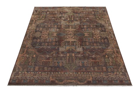 Modern Brown Square Hand Knotted 10 X 10  Area Rug 151-18732 Image 5