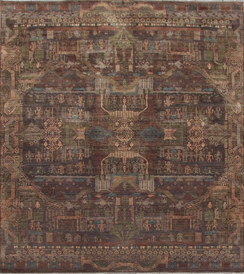 Modern Brown Square Hand Knotted 10 X 10  Area Rug 151-18732 Image 0
