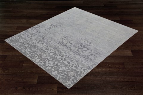 Indo-Nepal Grey Square Hand Knotted 10 X 10  Area Rug 151-18738 Image 4