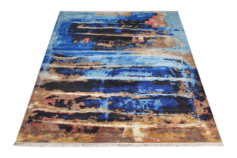 Modern Multicolor Hand Knotted 80 X 100  Area Rug 151-18755 Image 7