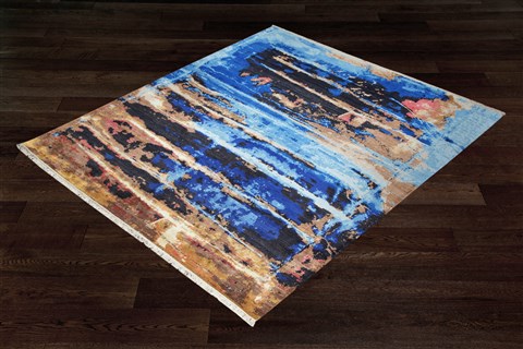 Modern Multicolor Hand Knotted 80 X 100  Area Rug 151-18755 Image 9