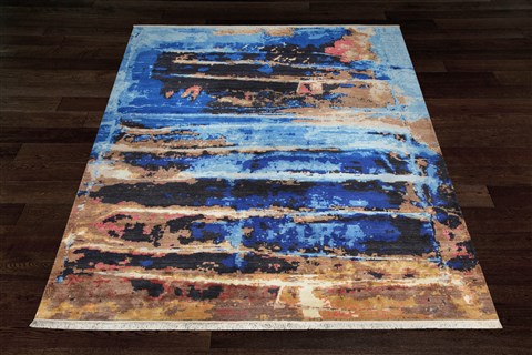 Modern Multicolor Hand Knotted 80 X 100  Area Rug 151-18755 Image 11