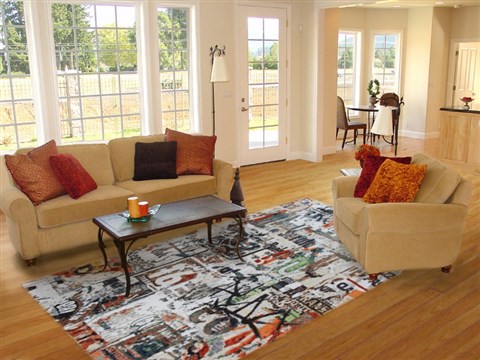 Modern Multicolor Hand Knotted 80 X 100  Area Rug 151-18756 Image 3