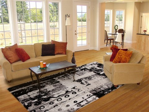 Modern Black Hand Knotted 80 X 100  Area Rug 151-18758 Image 3