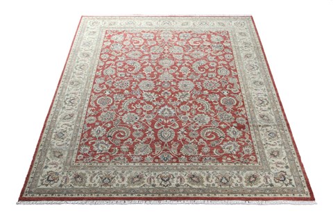Chobi Red Square Hand Knotted 10 X 10  Area Rug 151-18762 Image 1