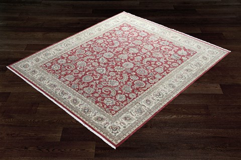 Chobi Red Square Hand Knotted 10 X 10  Area Rug 151-18762 Image 3