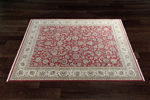 Chobi Red Square Hand Knotted 10 X 10  Area Rug 151-18762 Image 5