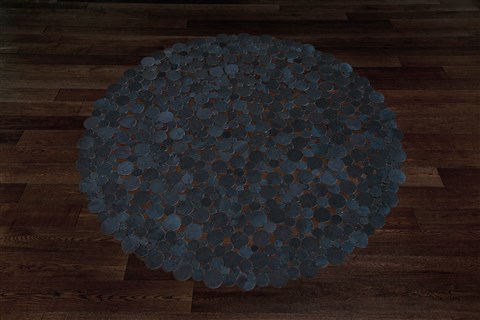 Modern Grey Round Hand Knotted 50 X 50  Area Rug 151-18769 Image 3