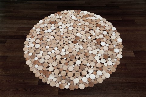 Modern White Round Hand Knotted 50 X 50  Area Rug 151-18770 Image 2