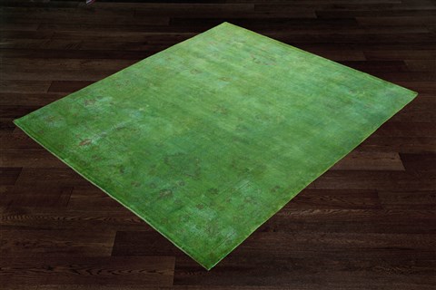 Pishavar Green Hand Knotted 82 X 105  Area Rug 151-18778 Image 6