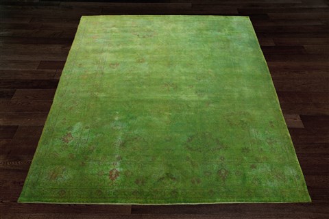 Pishavar Green Hand Knotted 82 X 105  Area Rug 151-18778 Image 7