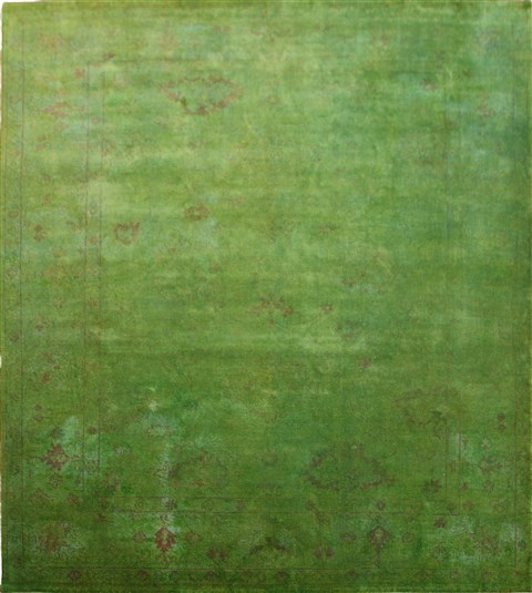 Pishavar Green Hand Knotted 82 X 105  Area Rug 151-18778 Image 0