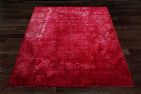Modern Red Hand Knotted 80 X 100  Area Rug 151-18781 Image 7