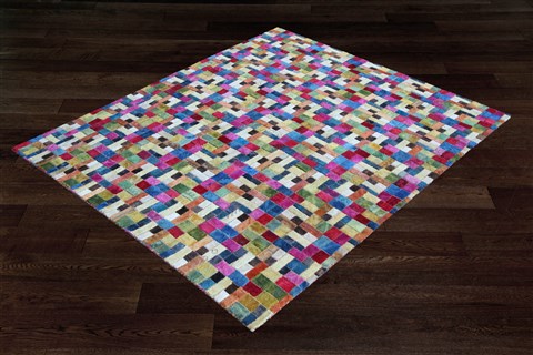 Modern Multicolor Hand Knotted 100 X 140  Area Rug 151-18787 Image 4