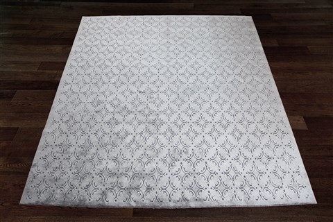 Indo-Nepal Grey Square Hand Knotted 10 X 10  Area Rug 151-18795 Image 3