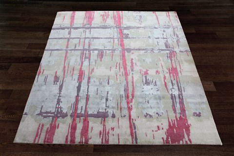 Modern White Square Hand Knotted 10 X 10  Area Rug 151-18796 Image 3