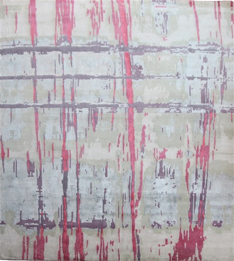 Modern White Square Hand Knotted 10 X 10  Area Rug 151-18796 Image 0