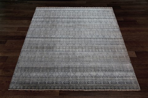 Indo-Nepal Grey Square Hand Knotted 10 X 10  Area Rug 151-18803 Image 2