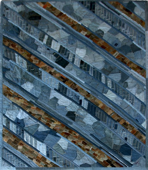 Patchwork Blue Hand Knotted 60 X 80  Area Rug 151-18815 Image 0