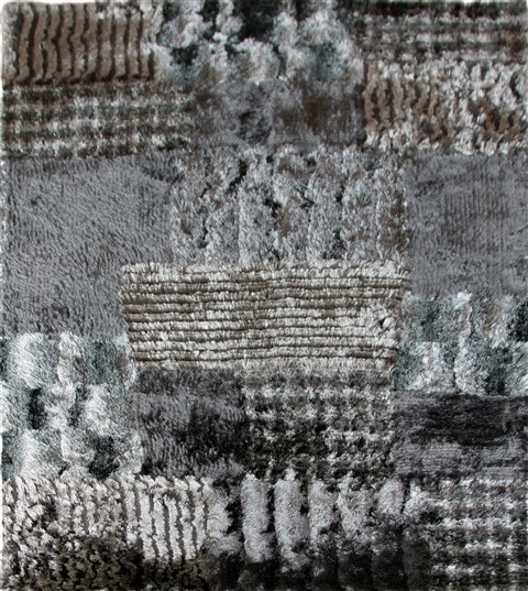 Patchwork Grey Hand Knotted 50 X 80  Area Rug 151-18824 Image 0