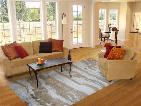 Modern Multicolor Hand Knotted 79 X 99  Area Rug 151-18831 Image 4