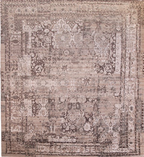 Indo-Nepal Beige Square Hand Knotted 10 X 10  Area Rug 151-18834 Image 0