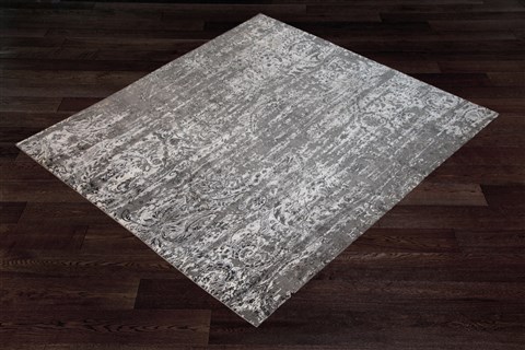 Indo-Nepal Grey Square Hand Knotted 10 X 10  Area Rug 151-18836 Image 3
