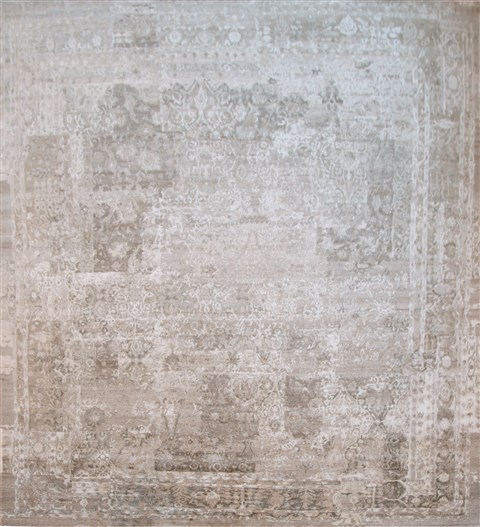 Indo-Nepal Beige Square Hand Knotted 10 X 10  Area Rug 151-18840 Image 0