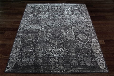 Modern Black Square Hand Knotted 10 X 10  Area Rug 151-18845 Image 7