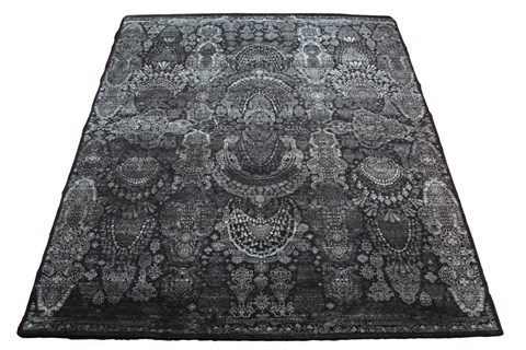 Modern Black Square Hand Knotted 10 X 10  Area Rug 151-18845 Image 9