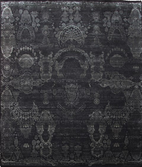 Modern Black Square Hand Knotted 10 X 10  Area Rug 151-18845 Image 0