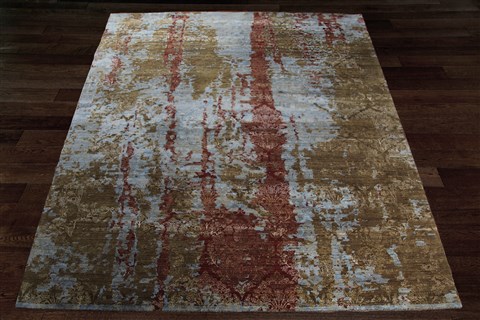 Indo-Nepal Multicolor Square Hand Knotted 10 X 10  Area Rug 151-18846 Image 3