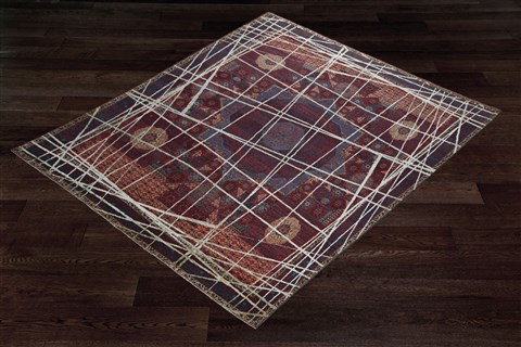 Modern Red Square Hand Knotted 10 X 10  Area Rug 151-18847 Image 1