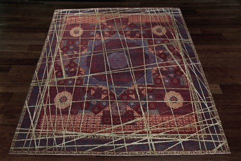 Modern Red Square Hand Knotted 10 X 10  Area Rug 151-18847 Image 6