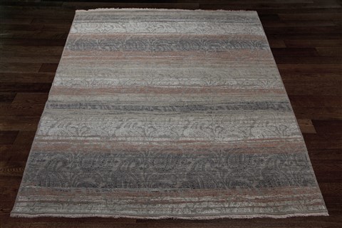 Indo-Nepal Grey Hand Knotted 80 X 96  Area Rug 151-18852 Image 9