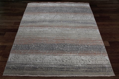 Indo-Nepal Grey Hand Knotted 80 X 96  Area Rug 151-18852 Image 2