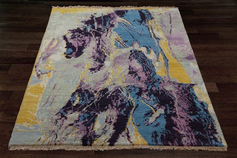 Modern Multicolor Hand Knotted 40 X 60  Area Rug 151-18853 Image 9