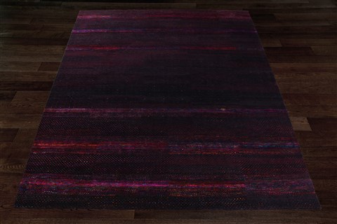 Modern Black Hand Knotted 80 X 100  Area Rug 151-18857 Image 14