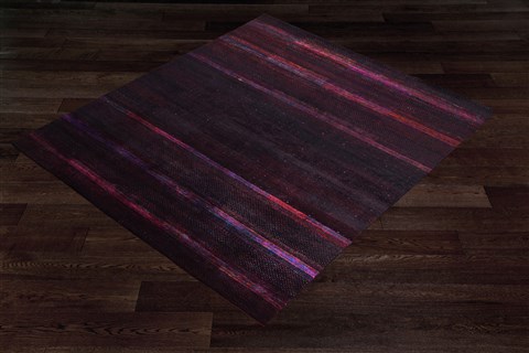 Modern Black Hand Knotted 80 X 100  Area Rug 151-18857 Image 8