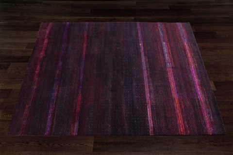 Modern Black Hand Knotted 80 X 100  Area Rug 151-18857 Image 10