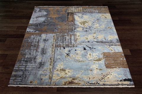 Modern Multicolor Hand Knotted 80 X 100  Area Rug 151-18859 Image 7