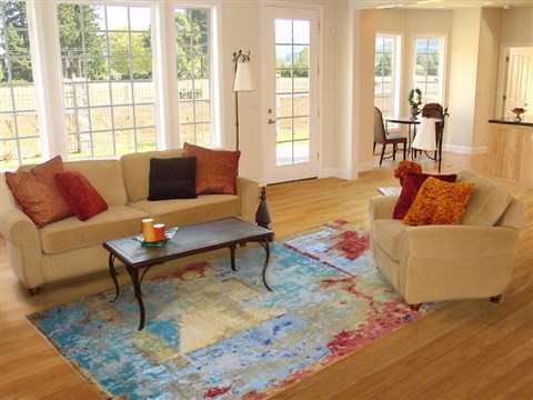 Modern Multicolor Hand Knotted 80 X 100  Area Rug 151-18866 Image 4