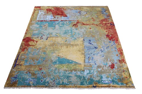 Modern Multicolor Hand Knotted 80 X 100  Area Rug 151-18866 Image 7