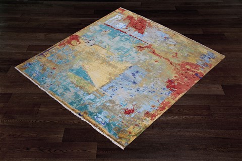 Modern Multicolor Hand Knotted 80 X 100  Area Rug 151-18866 Image 8
