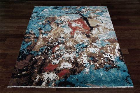 Modern Multicolor Hand Knotted 80 X 100  Area Rug 151-18867 Image 6