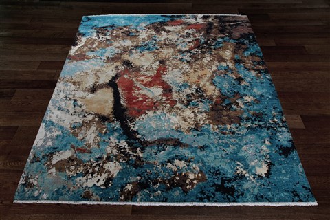 Modern Multicolor Hand Knotted 80 X 100  Area Rug 151-18867 Image 10