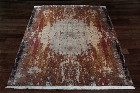 Modern Multicolor Square Hand Knotted 10 X 10  Area Rug 151-18868 Image 5