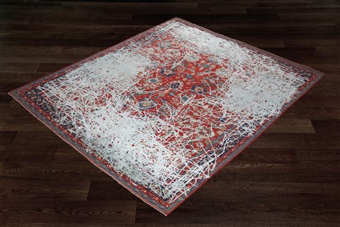 Chobi Red Square Hand Knotted 10 X 10  Area Rug 151-18875 Image 3