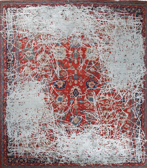 Chobi Red Square Hand Knotted 10 X 10  Area Rug 151-18875 Image 0