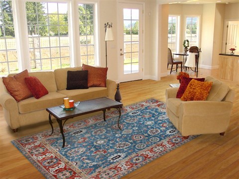 Chobi Blue Hand Knotted 80 X 100  Area Rug 151-18878 Image 4